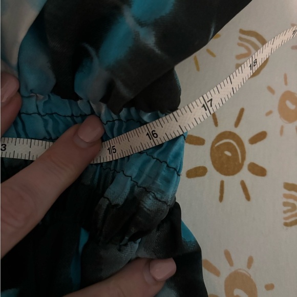 Lucy Diamonds Womens Polyester Aqua Black White Strapless Wide Leg Jumpsuit Sz L - Picture 8 of 10